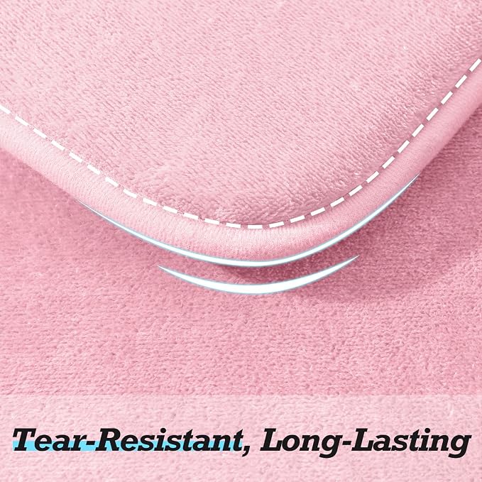 Bathroom Rugs Sets 2 Piece, Non-Slip & Quick Dry Bath Mat Set, Ultra Soft Velvet Bath Rugs for Bathroom, Toilet and Shower Floor, Rose Pink