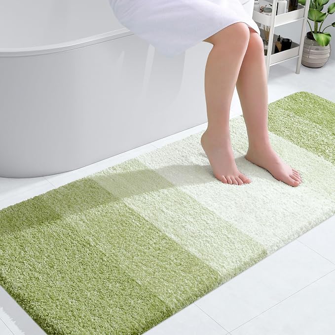 OLANLY Bathroom Runner Rug 59x24, Extra Soft Absorbent Microfiber Bath Rugs | Mustard Yellow, Non-Slip Quick-Drying Rubber Backing, Washable Long Bath Mat for Floor, Tub and Shower, Home Decor