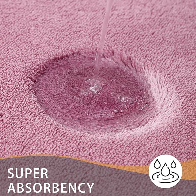 MINIDEAR Bathroom Rugs 24x17 Pink - Thick Memory Foam Bath Mat, Ultra Soft & Plush Fluffy, Non-Slip, Quick Dry, Absorbent Washable Floor Microfiber Mat for Tub, Home Decor Accessories