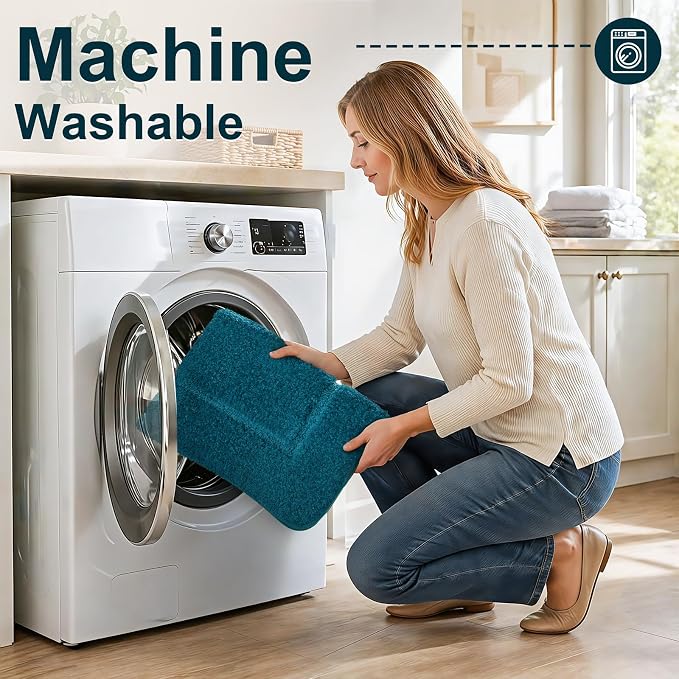 LOCHAS Bathroom Rug Set, Bath Rugs Sets 3 Piece Non Slip, Peacock Blue | Washable Absorbent Microfiber Bath Mat Set, Soft Cozy Bathroom Mat for Shower Sink Toilet