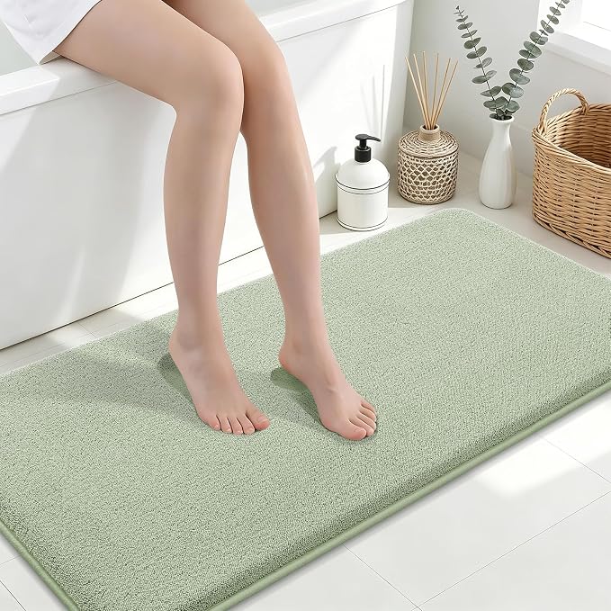 Smiry Memory Foam Bath Mat 47x24, Extra Soft Absorbent Bathroom Rugs | Sage Green Quick Dry, Machine Washable Bath Mats for Bathroom, Shower, Tub and Home Decor Accessories