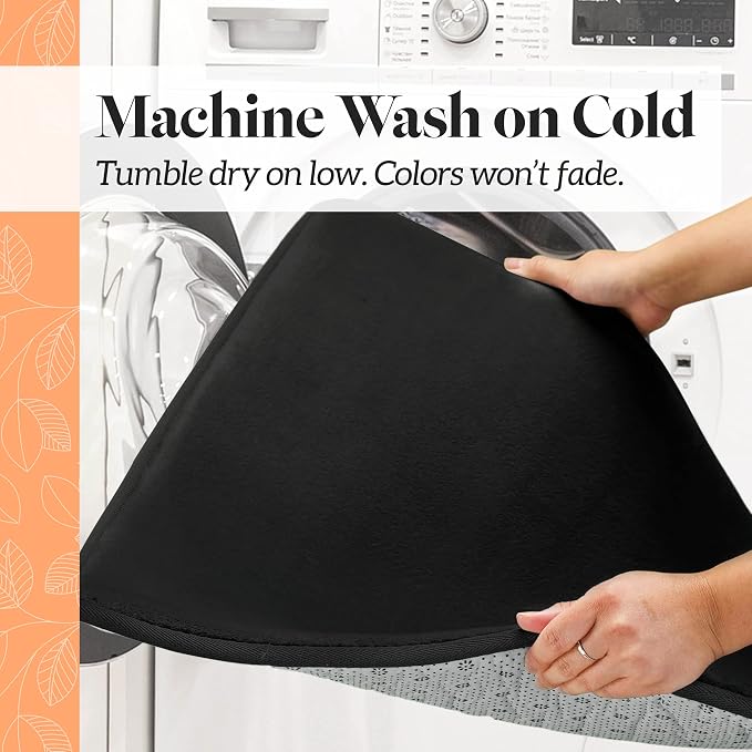 Memory Foam Bath Mat Non Slip Absorbent Super Cozy Velvet Bathroom Rug Carpet (60 inches X 24 inches, Black)