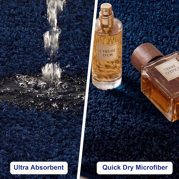 Bathroom Rugs Sets 2 Piece Non Slip Washable Bath Mat Set | Soft Absorbent bathroom mat set Microfiber bathroom floor mat Rubber Backed bath rug set for Floor, Tub and Shower