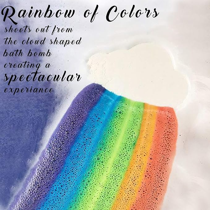Bath Bombs for Kids - Organic Magic Rainbow Bubble Bath Bombs, Bath Fizzies | BathBombs w/Moisturizing Shea Butter and Natural Oils, 4 Large Unicorn Cloud BathBombs, Birthday Gift for Kids, Girls, Boys