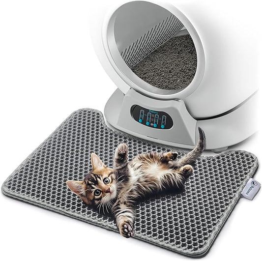 PetCove PurrTek Honeycomb Cat Litter Mat, Silicone Dual-Layer 19.7" x 15.8" | Silicone Cat Litter Rug Traps Litter from Paws, Waterproof Urine Resistant Base Litter Trapping Mat, Non-Slip, Rinse Clean