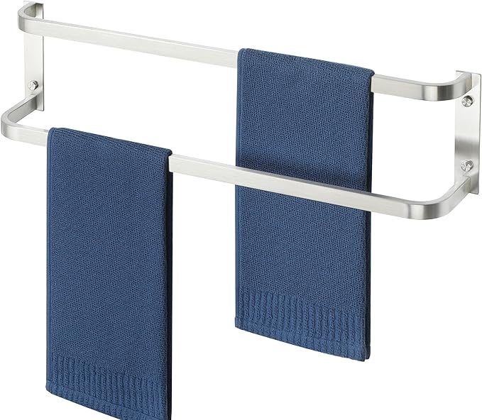 Alise Double Towel Bars for Bathroom,24 in Towel Holder Towel Racks for Bathroom Wall Mount,SUS304 Stainless Steel Double Towel Rail Towel Hanger for Walls,Brushed Nickel