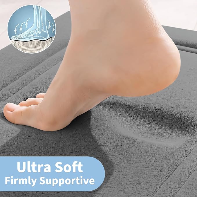 Cupic Cupid Memory Foam Bath Mat 24"×20", U-Shaped Bathroom Rugs, Deep Gray | Soft Touch, Cushioned Comfort, Non Slip Bathroom Mat, Super Absorbent & Quick Dry, Machine Washable for Shower, Tub & Vanity