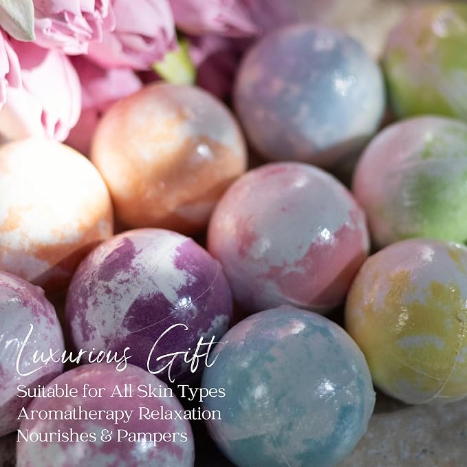 EvolutionUSA 12 Mother’s Day Bath Bombs for Women – Beautiful Bath Bombs for Mom, Thoughtful Mother’s Gift of Luxury & Relaxation, Gorgeous Bath Balls Set, Luxury Aromatherpy Bathbombs, Gift Set Women