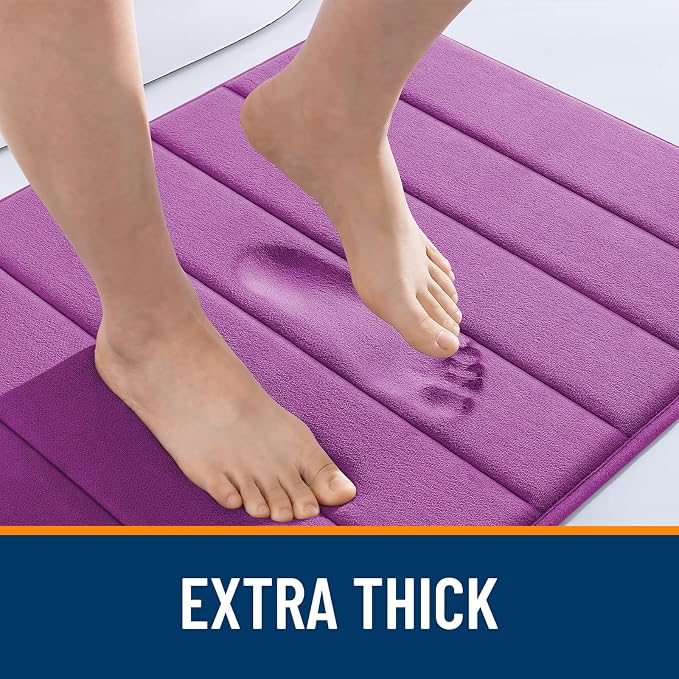 OLANLY Memory Foam Bath Mat 36x24, Super Soft and Absorbent Bathroom Rugs | Purple, Quick Dry Bath Rug, Machine Washable Shower Floor Mats, Bathmat Carpet for Bathroom Floor, Tub and Shower