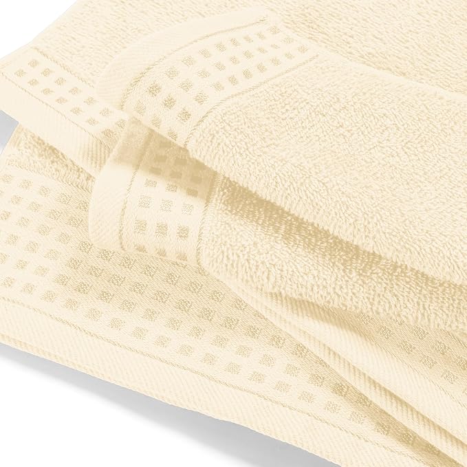 GLAMBURG Ultra Soft 4 Pack Oversized Bath Towel Set 27x54 inches, 100% Cotton Bath Towels, Highly Absorbant Compact Quickdry & Lightweight Towel, Ideal for Gym Travel Camp Pool - Ivory