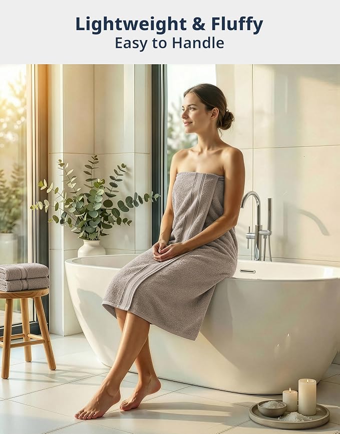 LANE LINEN Towel Set 4 Piece Soft Absorbent Quick Dry - Platinum | Oeko-Tex Bath Towels - Terry Weave Comfort, Long-Lasting Comfort, Hotel-Style Look, Gets Softer With Every Wash
