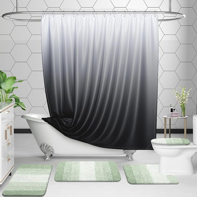 OLANLY Micorfiber Bathroom Rug Set 2 Piece, 24"x16"+U-Shaped 24"x20" | Sage Green, Soft Absorbent Bath Mats and Contour Toilet Rug, Non-Slip, Machine Wash Dry, Plush Shaggy Bath Mats for Bathroom