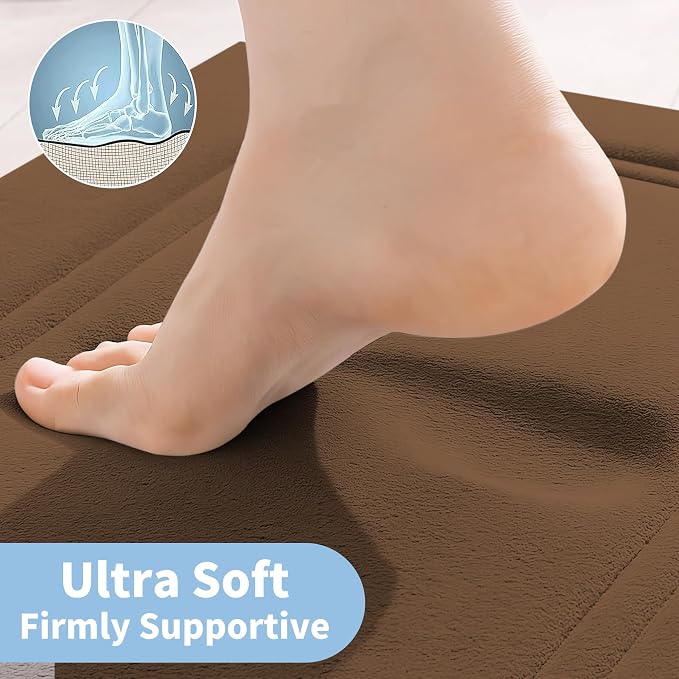 Cupic Cupid Memory Foam Bath Mat 24"×36", Non Slip Bathroom Rugs, Brown | Soft Touch, Cushioned Comfort, Non Slip Bathroom Mat, Super Absorbent & Quick Dry, Machine Washable for Shower, Tub & Vanity