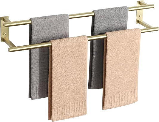 Alise 28‘’ Double Towel Bar for Bathroom Wall Mounted, Brushed Gold | SUS304 Stainless Steel, Bathroom Towel Holder Towel Hanger, Towel Racks for Bathroom, Labatory, Tower Drying Rack Towel Rail