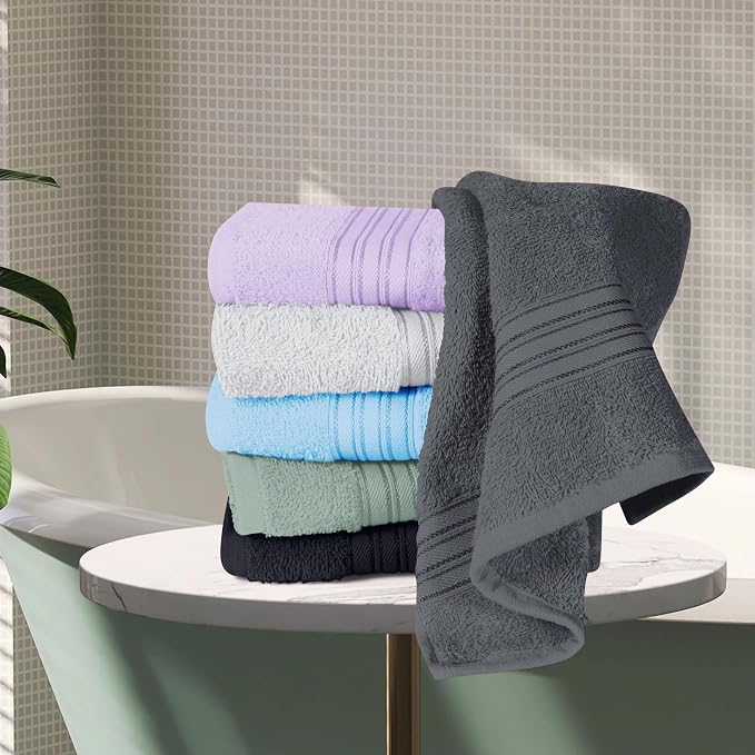 BOUTIQUO Ultra Soft Cotton 6 -Piece Hand Towel Set 16x24 Inch, Ideal for use in Bathroom, Kitchen, Gym, Spa & General Cleaning, Compact & Lightweight Multi Purpose Hand Towels - Multi Color