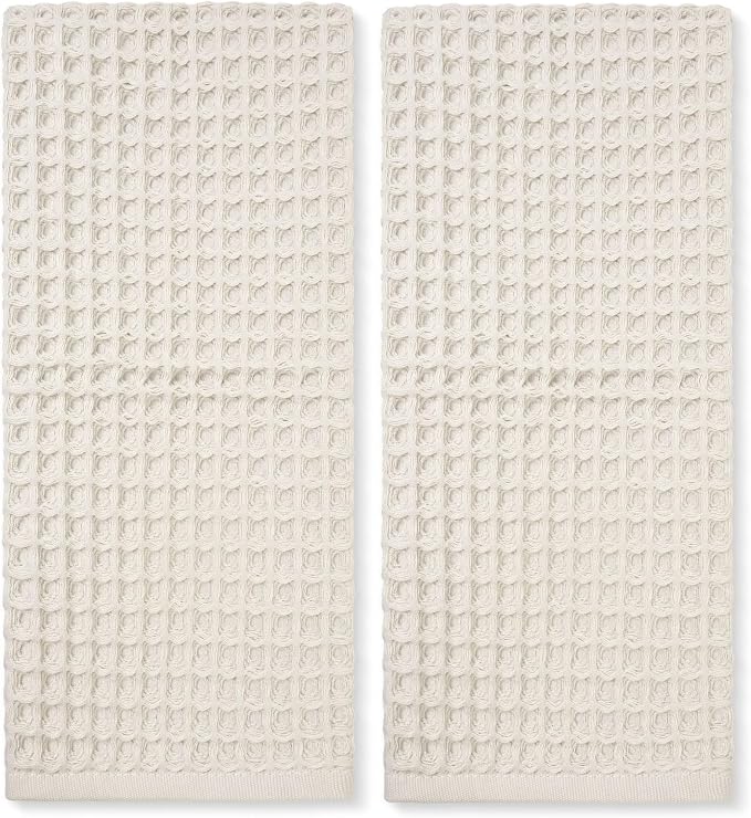 Jacquotha Waffle Hand Towels 2-Piece (Mist White) – Cotton, Quick Dry, Lint Free, 13” x 29”