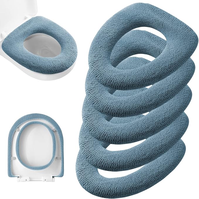 Legigo 5 Pack Toilet Seat Cover, Soft Toilet Seat Warmer Pads for Bathroom | Warmth, Comfort & Easy to Install, Toilet Seat Cushion Covers, Washable and Stretchable