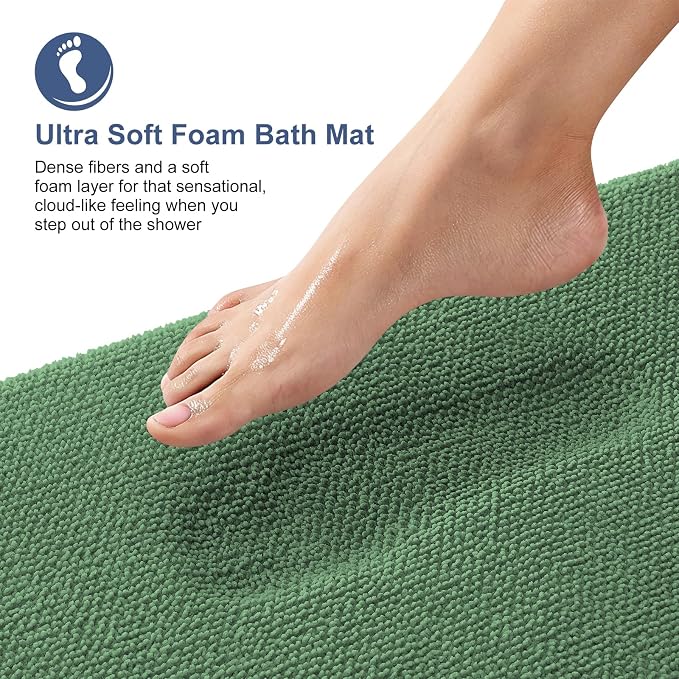 OLANLY Memory Foam Bathroom Rugs 30x20, Absorbent Bath Mat, Olive Green | Soft Quick Dry Bath Rugs, Non-Slip, Machine Washable Carpet for Bathroom Floor, Tub and Shower, Home Decor Accessories