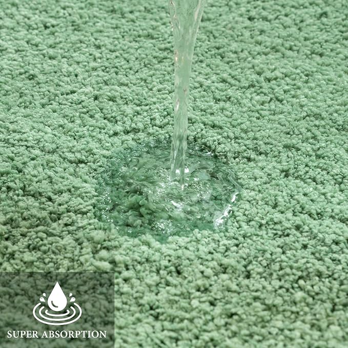 MIULEE Sage Green Bathroom Rugs Set 2 Piece Soft Bath Mats 20x20+20x32 Inch | Absorbent Microfiber Bath Mat and U-Shaped Toilet Rug, Non Slip, Quick Dry, for Bathroom Floor Tub Showers, Machine Washable