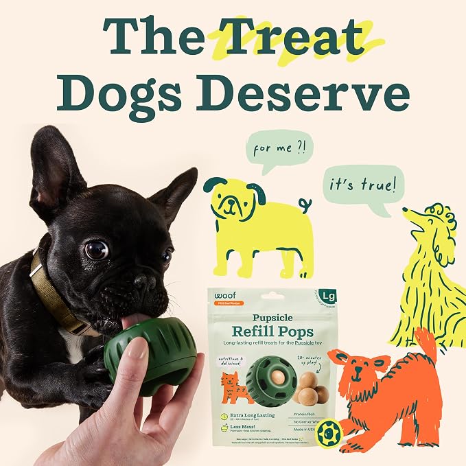 WOOF Pupsicle Peanut Butter & Beef Refill Pops Dog Treats, Large, 2 Pack | For large Pupsicles, 14 total treats, peanut butter & beef flavor, long-lasting treats, pre-made Pops, shelf stable