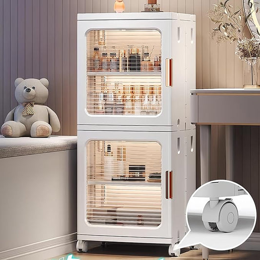 2 Layer Bathroom Storage Cabinet with Wheels and Shelf Plastic Thin Cabinets for Narrow Spaces Small Space Saver for Bathroom Laundry Living Room Beside Toilet Organization