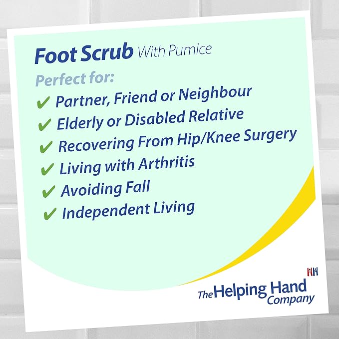 Helping Hand Company Long Handled Foot Scrub Brush with Pumice Stone. Bath and Shower Scrubber. Hard Skin Scrubber and Exfoliating Foot Stone. 21" / 53cm Bendable Long Handled Sponge for Disabled
