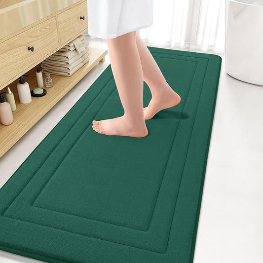 Arotive Memory Foam Bathroom Rug Mat 70x24, Ultra Soft and Absorbent Bath Mat, Machine Wash Dry, Comfortable Bath Rug Carpet for Bathroom Floor, Tub and Shower, Dark Green