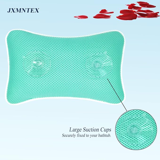 Bathtub Bath Pillow - Spa Pillow with Headrest Cushion - Hot Tub Pillow - Neck and Head Rest Support for Bath or Shower - Bath Stuff Accessories(New Green)