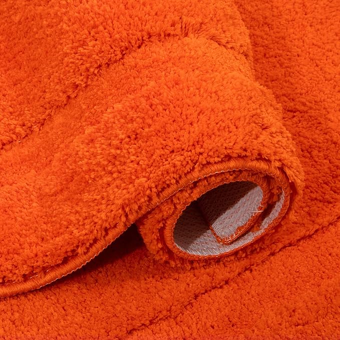 SHACOS Soft Microfiber Orange Bathroom Rugs Sets 2 Pieces 32x20 inch | Absorbent Plush Bath Rugs, Non Slip Washable Shaggy Bath Mats, Fluffy Bathroom Runner Floor Mats Shower Rug