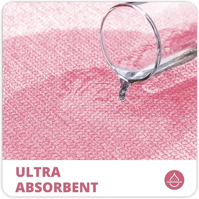 Bath Mat,Ultra Thin Bathroom Rugs,Rubber Bath Mats for Bathroom,Bath rugs | Non Slip,Quick Dry,Machine Washable,Low Pile,Absorbent,Shower Outside,Sink,Bathroom Decor Accessories.Pink,17x27Inch(2 Pack)