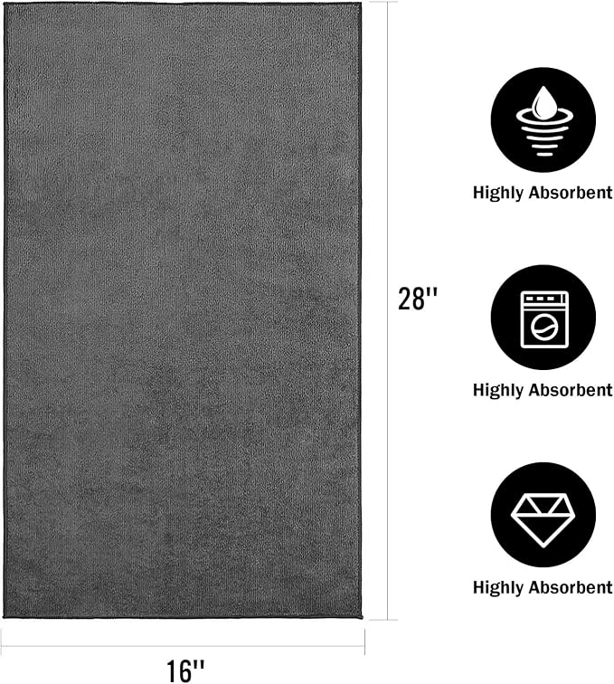 Orighty 6-Pack Grey Hand Towels, 16x28 inch Microfiber Gym Towels | Quick Drying & Absorbent, Lightweight & Thin Grey Yoga Towel - Multi-Purpose Camping Towel for SPA, Hotel & Bathroom