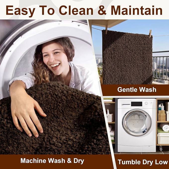 Bathroom Rugs Sets 3 Piece Non Slip Washable Bath Mat Set | Microfiber bath rug set with toilet mats for bathroom , Soft Absorbent toilet rug set TPR Rubber Backed bathroom floor mat