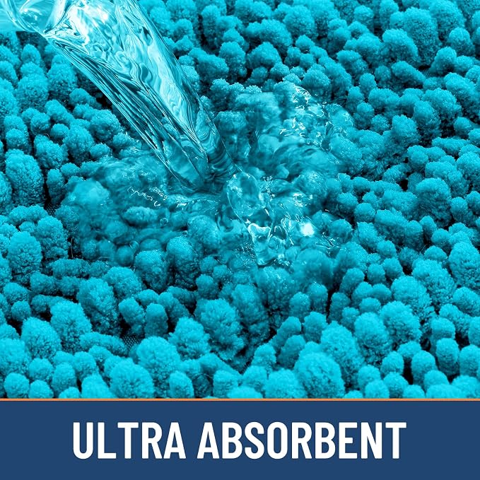 Smiry Bathroom Rugs 30X20, Extra Soft Rubber Backing Chenille Bath Mats | Aqua Sky Machine Washable Non Slip Quick Dry Bath Mats for Bathroom Floor, Tub, Shower, Home Decor Accessories