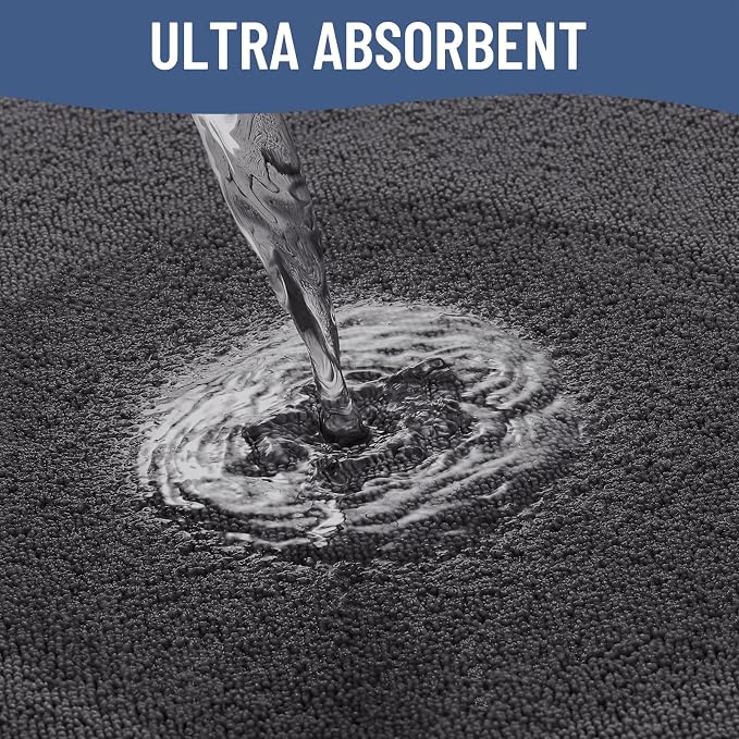 Smiry Memory Foam Toilet Rugs U Shaped 20x20, Extra Soft Bath Mat | Dary Grey Quick Dry, Machine Washable Bath Mats for Bathroom, Shower, Tub and Home Decor Accessories