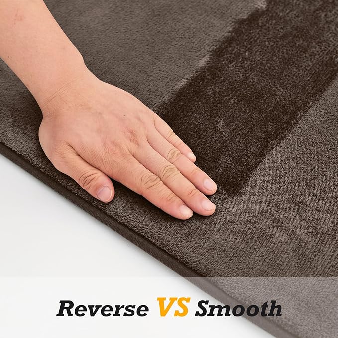 Bathroom Rugs Sets 2 Piece, Non-Slip & Quick Dry Bath Mat Set, Ultra Soft Velvet Bath Rugs for Bathroom, Toilet and Shower Floor, Brown