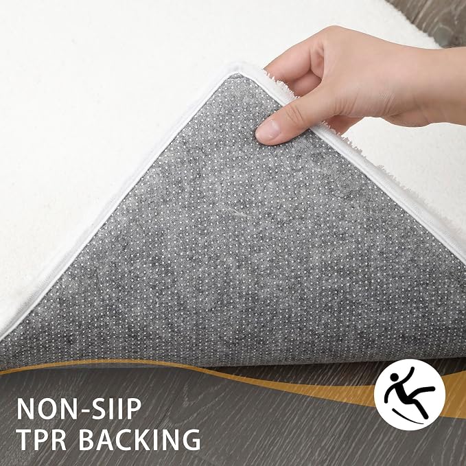 MINIDEAR Bathroom Rugs 60x20 Pure White - Thick Memory Foam Bath Mat, Ultra Soft & Plush Fluffy, Non-Slip, Quick Dry, Absorbent Washable Floor Mat for Tub, Toilet, Home Decor Accessories