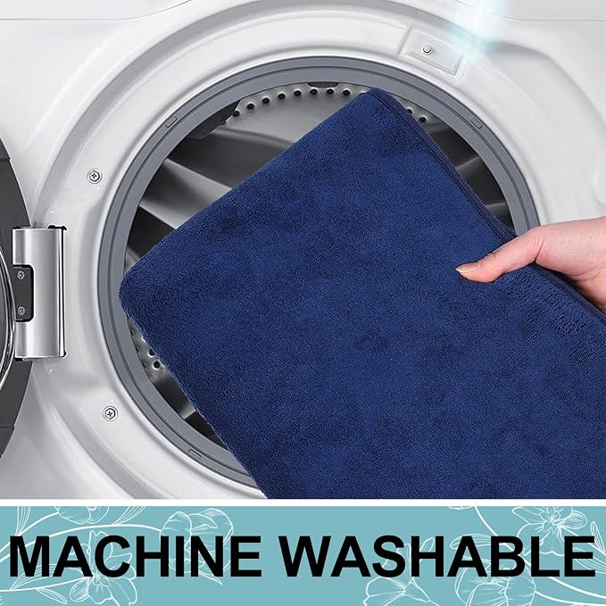 Smiry Memory Foam Bath Mat 47x20, Extra Soft and Absorbent Bathroom Rugs | Navy Blue, Quick Dry Machine Washable Non-Slip Bath Mat for Bathroom Floor, Shower and Tub
