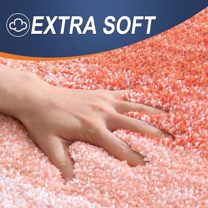OLANLY Bathroom Rugs Mat 34x21, Extra Soft Absorbent Microfiber Bath Rugs | Coral, Non-Slip Quick-Drying Rubber Backing, Washable Plush Bath Mat for Floor, Tub and Shower, Home Decor Accessories