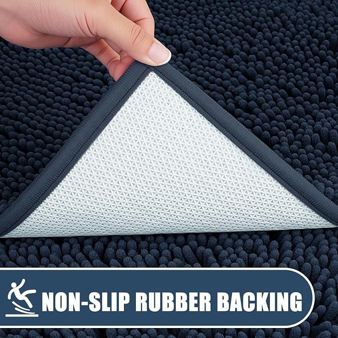 Bathroom Rugs Sets 3 Piece with Toilet Seat Cover 19.5"x 18.5" | Machine Washable Bath Rug Set with Tpr Non Slip Rubber Backing Solid Bath Mat Set for Luxury Bathroom Decoration