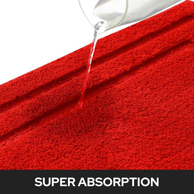 HOMEIDEAS Bathroom Rugs Sets 2 Piece, Super Soft Non Slip Bath Mat Red | Ultra Absorbent, Microfiber Machine Washable Bath Rug Set, for Bathroom, Tub, Shower 20" x 32" + 16" x 24"