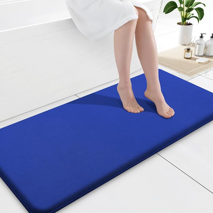Smiry Memory Foam Bath Mat 47x17, Extra Soft and Absorbent Bathroom Rugs | Royal Blue, Quick Dry Machine Washable Non-Slip Bath Mat for Bathroom Floor, Shower and Tub