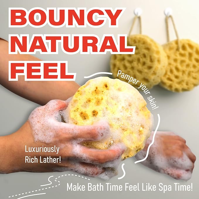 myHomeBody Bath Sponge, Foam Loofah, Shower Sponge for Body, Round, 2 Pack | Large Size, Lots of Lather, Bath Sponges for Shower, Body Scrubber for Bathing, Body Wash Women, Exfoliating Loofah Sponge