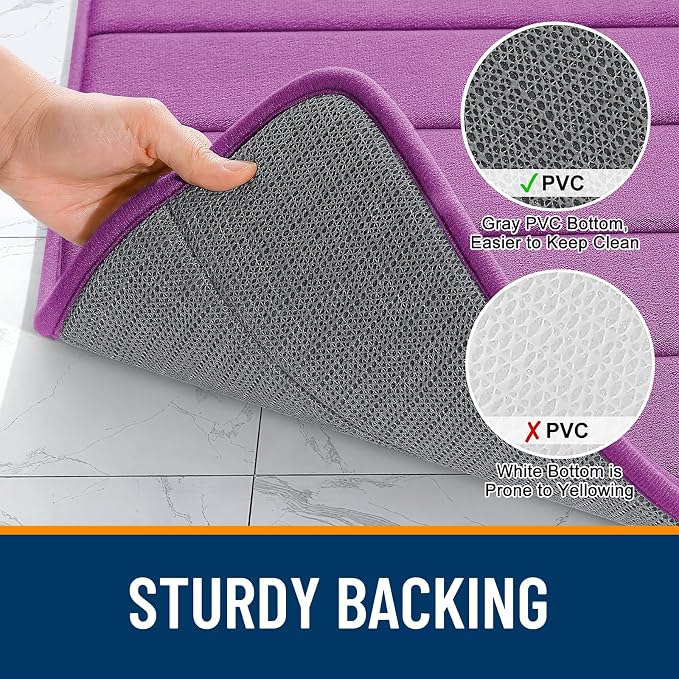 OLANLY Memory Foam Bath Mat 36x24, Super Soft and Absorbent Bathroom Rugs | Purple, Quick Dry Bath Rug, Machine Washable Shower Floor Mats, Bathmat Carpet for Bathroom Floor, Tub and Shower
