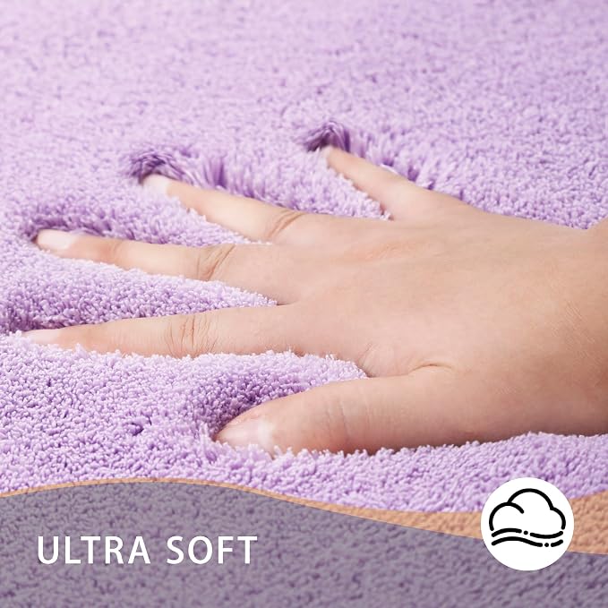 MINIDEAR Toilet Rugs 24x20 - U Shaped Purple Thick Memory Foam Contour Rugs,Ultra Soft & Plush Fluffy, Non-Slip, Quick Dry, Absorbent Washable Floor Microfiber Mat for Home Decor Accessories