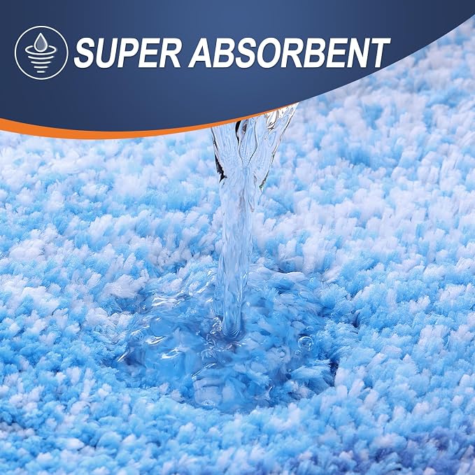 OLANLY Bathroom Runner Rug 70x24, Extra Soft Absorbent Microfiber Bath Rugs | Light Royal Blue, Non-Slip Quick-Drying Rubber Backing, Washable Long Bath Mat for Floor, Tub and Shower, Home Decor