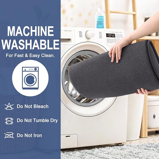 OLANLY Thick Memory Foam Bathroom Rugs 36x24, Absorbent Bath Mat, Dark Grey | Soft Quick Dry Bath Rugs, Non-Slip, Machine Washable Carpet for Bathroom Floor, Tub and Shower, Home Decor Accessories