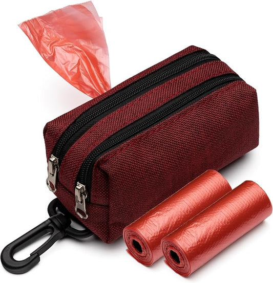 Premium Dog Poop Bag Holder for Leash - Convenient Dog Poop Bag Dispenser with Durable Design - Stylish Accessory for Easy Cleanup - Ideal for Dogs, Puppies, and Outdoor Walks - Red