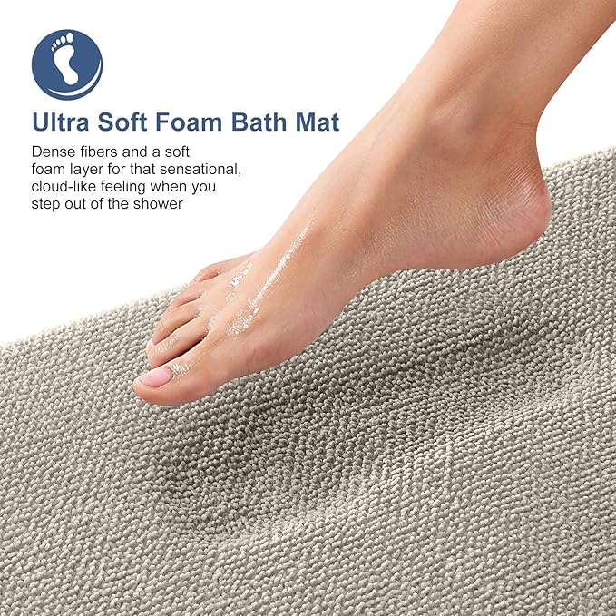 OLANLY Memory Foam Bathroom Runner Rugs 59x20, Long Bath Mats, Warm Taupe | Soft Quick Dry Bath Rugs, Non-Slip, Absorbent Machine Washable Mat for Bathroom Floor, Tub and Shower, Home Decor Accessories