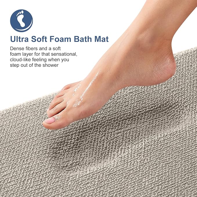 OLANLY Thick Memory Foam Bathroom Rug 30x20, Absorbent Bath Mat, Warm Taupe | Soft Quick Dry Bath Rugs, Non-Slip, Machine Washable Carpet for Bathroom Floor, Tub and Shower, Home Decor Accessories