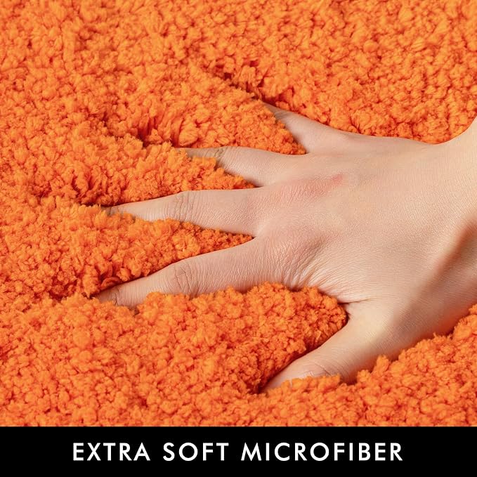 MIULEE Fall Orange Bathroom Rugs Set 2 Piece Small Soft Bath Mats 16x24 in | Soft Absorbent Microfiber Bath Rugs, Non Slip, Quick Dry, Fluffy Bath Rugs for Bathroom Floor Tub Showers, Machine Washable